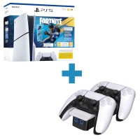 Комплект: PlayStation 5 (Slim) Standard Fortnite Flowering Chaos + Докинг станция двойна VS5001