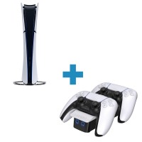Комплект: PlayStation 5 (Slim) Digital Edition 1TB + Докинг станция двойна VS5001